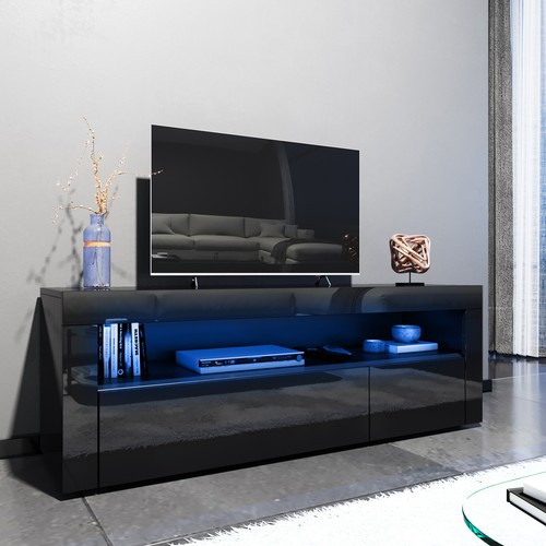 Black unit cabinet with led - cabinet,