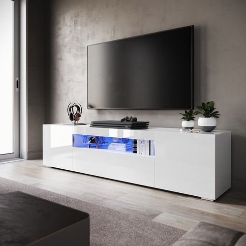 200cm high gloss white - white, tv